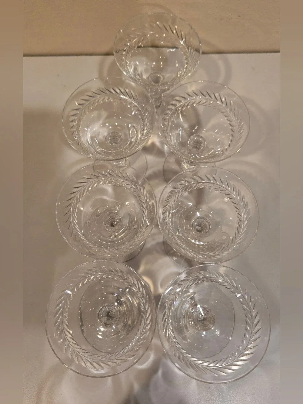 Vintage Tiffin-Franciscan Crystal Sherry Stemware In Woodstack Pattern X 7